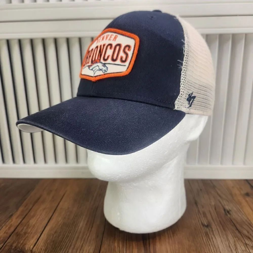 '47 Denver Broncos Hat Cap Snapback Trucker Patch Blue Orange Mens NFL Football